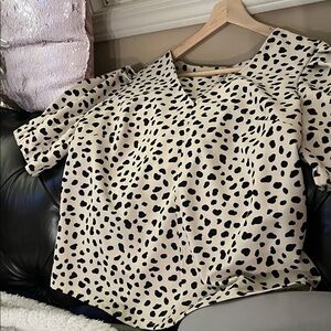 Melloday~Stylish Black and Cream Women's Top~xl~stretch